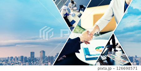 様々なビジネスイメージのコラージュ 126698571