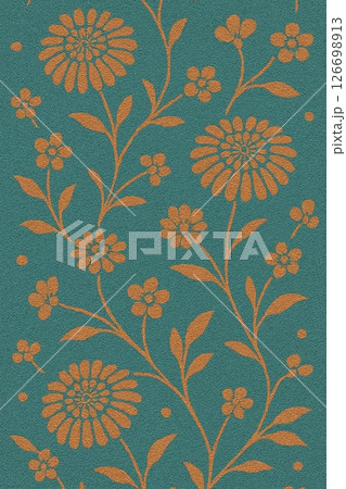 オレンジの花のパターンのある背景素材 126698913