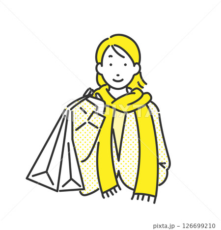 買い物を楽しんでいるマフラーを巻いている女性 126699210