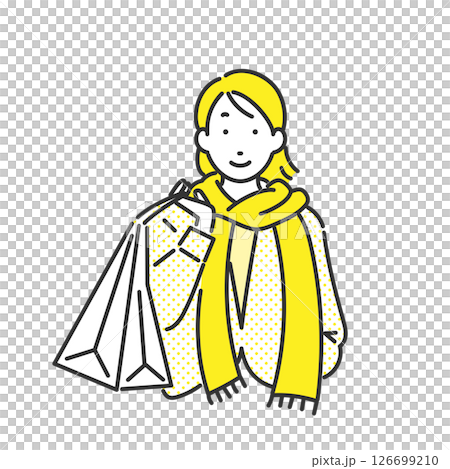 買い物を楽しんでいるマフラーを巻いている女性 126699210
