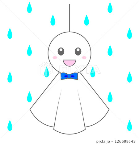シンプルでかわいいテルテル坊主と雫のイラスト シンプルでかわいいテルテル坊主と雫のイラスト 126699545