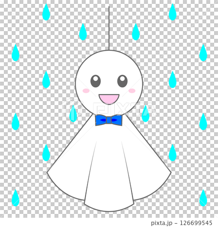 シンプルでかわいいテルテル坊主と雫のイラスト シンプルでかわいいテルテル坊主と雫のイラスト 126699545