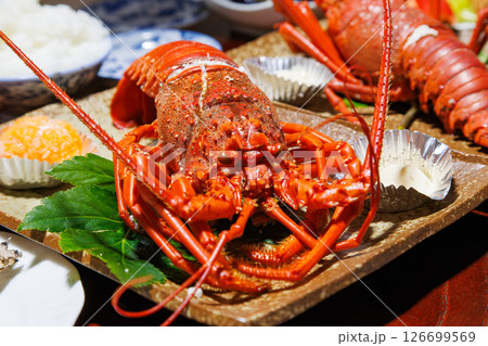 イセエビの味噌汁とアジの干物。民宿の美味しい朝食。 ヒリゾ浜中木南伊豆町伊豆半島静岡県2024 126699569