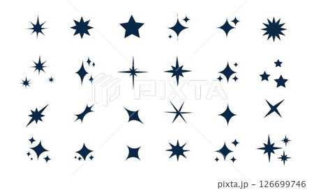 Retro futuristic sparkle icons collection	 126699746
