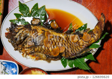 ブダイの煮付け。南伊豆の民宿の美味しい晩ごはん。 ヒリゾ浜中木南伊豆町伊豆半島静岡県2024 126699820