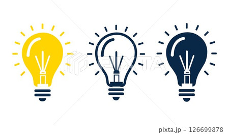Illustration of three light bulb icon on white background	 126699878