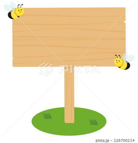 かわいいハチと看板のフレームイラスト 126700214