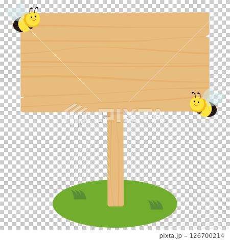 かわいいハチと看板のフレームイラスト 126700214