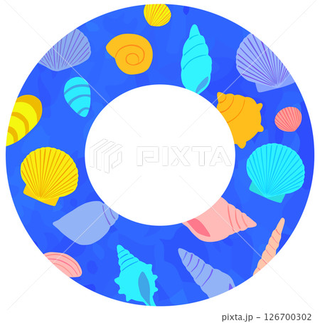 貝殻模様の浮き輪のイラスト ベクター素材 126700302