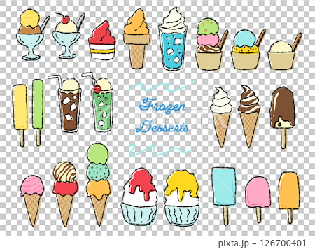 手繪粗味冰淇淋和冰糖插圖集(彩色) 手繪粗味冰淇淋和冰糖插圖集(彩色) 126700401