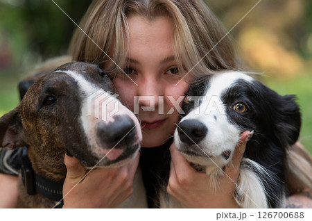Joyful Moments with Two Adorable Dogs 126700688