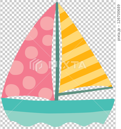 豐富多彩的遊艇插畫向量素材 126700689