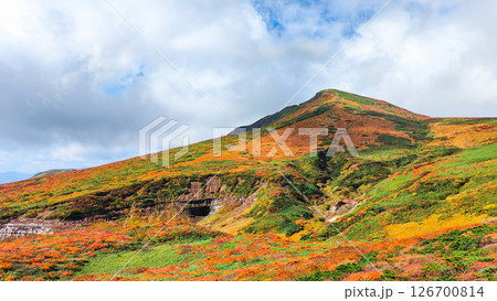 秋の栗駒山登山（東栗駒山から栗駒山の眺め） 126700814