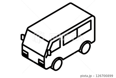 バン、シンプルな白黒線画のアイソメトリックイラスト 126700899