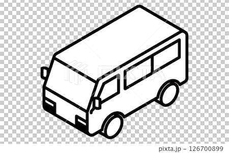 バン、シンプルな白黒線画のアイソメトリックイラスト 126700899