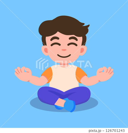 Cute Kid Meditating Character design Cute Kid Meditating Character design 126701243