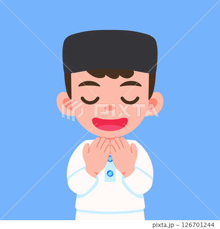 Cute Muslim Boy Praying Character design 126701244