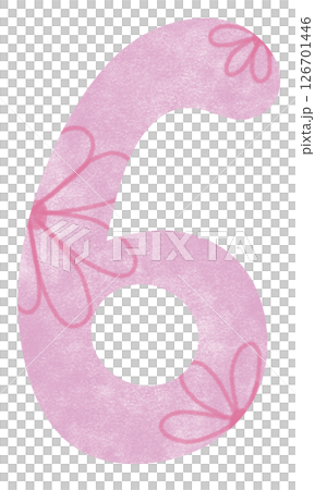 the hand drawing of number illustration number six 126701446