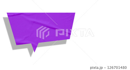 Purple speech bubble crumpled paper isolated on transparent background 126701480