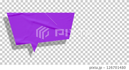 Purple speech bubble crumpled paper isolated on transparent background 126701480