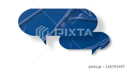 Blue speech bubble crumpled paper isolated on transparent background 126701487