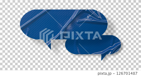 Blue speech bubble crumpled paper isolated on transparent background 126701487