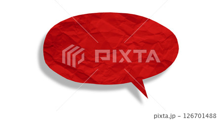 Red speech bubble crumpled paper isolated on transparent background 126701488