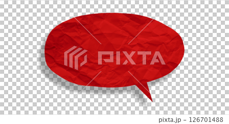 Red speech bubble crumpled paper isolated on transparent background 126701488