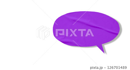 Purple speech bubble crumpled paper isolated on transparent background Purple speech bubble crumpled paper isolated on transparent background 126701489