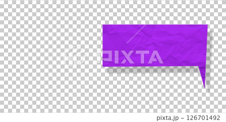 Purple speech bubble crumpled paper isolated on transparent background 126701492