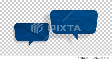 Blue speech bubble crumpled paper isolated on transparent background 126701496