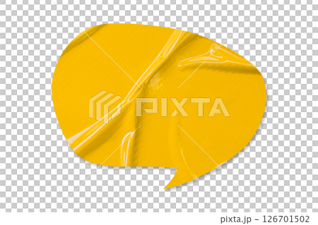 Yellow speech bubble crumpled paper isolated on transparent background Yellow speech bubble crumpled paper isolated on transparent background 126701502