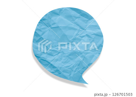 Light blue speech bubble crumpled paper isolated on transparent background Light blue speech bubble crumpled paper isolated on transparent background 126701503