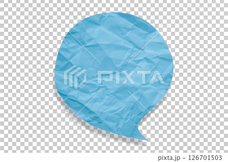 Light blue speech bubble crumpled paper isolated on transparent background Light blue speech bubble crumpled paper isolated on transparent background 126701503