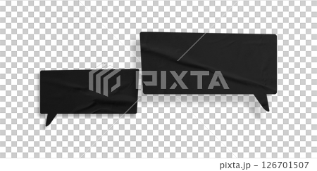 Black speech bubble crumpled paper isolated on transparent background 126701507