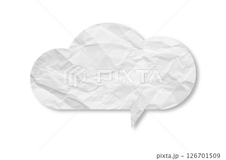 White speech bubble crumpled paper isolated on transparent background 126701509