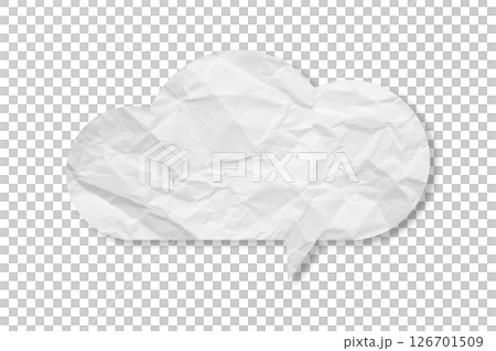 White speech bubble crumpled paper isolated on transparent background 126701509