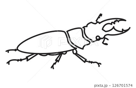 クワガタムシのシンプルな線画イラスト 126701574