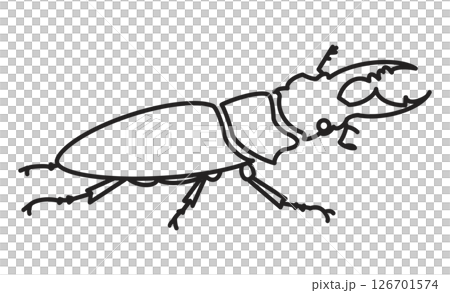 クワガタムシのシンプルな線画イラスト 126701574