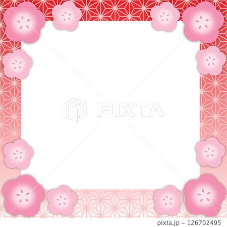 赤 和柄 花 枠 126702495