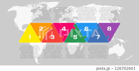 Puzzle diagram infographic process on 8 steps Puzzle diagram infographic process on 8 steps 126702601