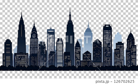 Modern isometric city illustration with urban skyscraper buildings and residential architecture 126702625