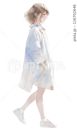 ゆったりしたカジュアルコーディネートの女性 126702646