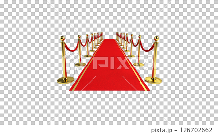 The entrance is carpeted with a special red velvet carpet, separated from the white floor. 126702662