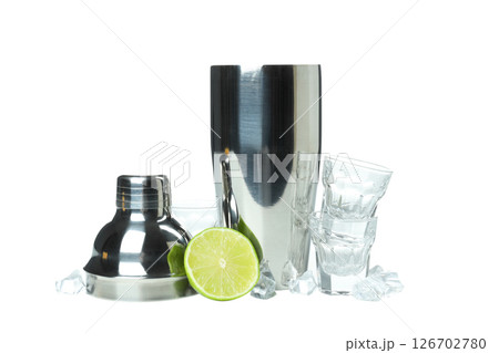 PNG, Metal shaker with fresh lime, isolated on white background 126702780