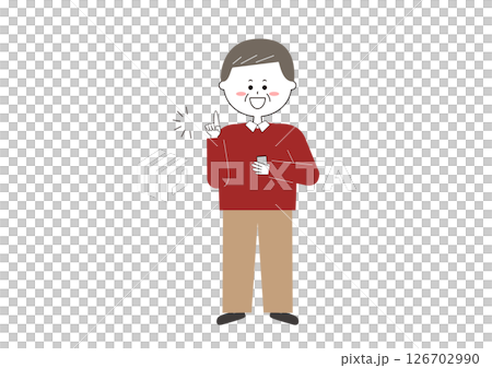 Illustration of a senior man using a smartphone 126702990