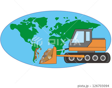 重機による開発で地球の環境が破壊されている。 重機による開発で地球の環境が破壊されている。 126703094