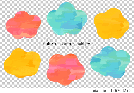 彩色水彩流體形狀框架組、框架、語音泡泡 彩色水彩流體形狀框架組、框架、語音泡泡 126703250