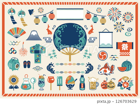 日本の夏祭りアイコンセット 126703629