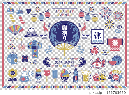 日本夏日節慶圖標集 126703630